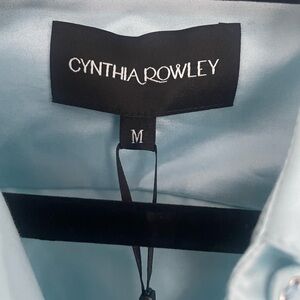 Cynthia Rowley front button satin like, long sleeve blouse.